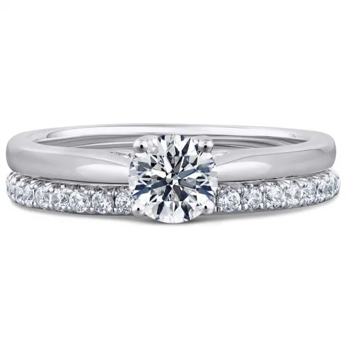 Platinum Diamond Solitaire Bridal Set - Snowball